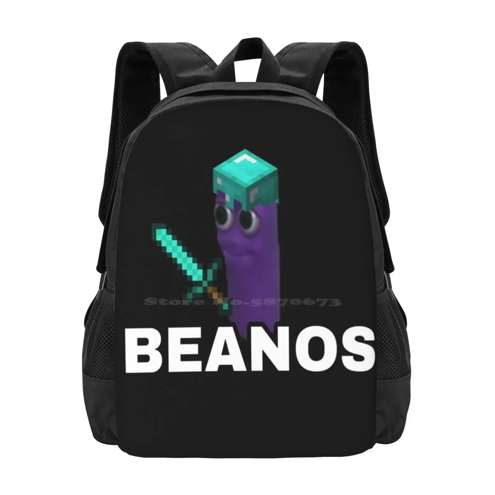 

Beanos School Bag Big Capacity Backpack Laptop Memes Funny Purple Beanos
