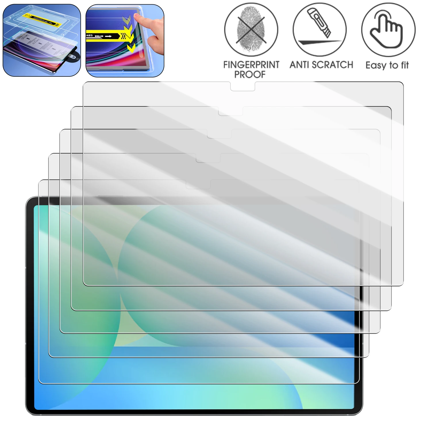 

Без пыли, простая установка, закаленное стекло для Samsung Galaxy Tab S10 FE FE+, защитные пленки для экрана планшета HD, прозрачная стеклянная пленка