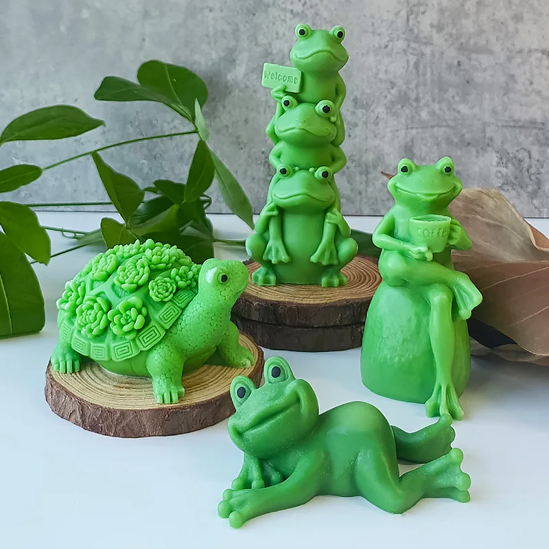 3D Cartoon Frog Candle Mold  Aroma Plaster Ornaments Molds Handmade Silicone Candle Making Supplies