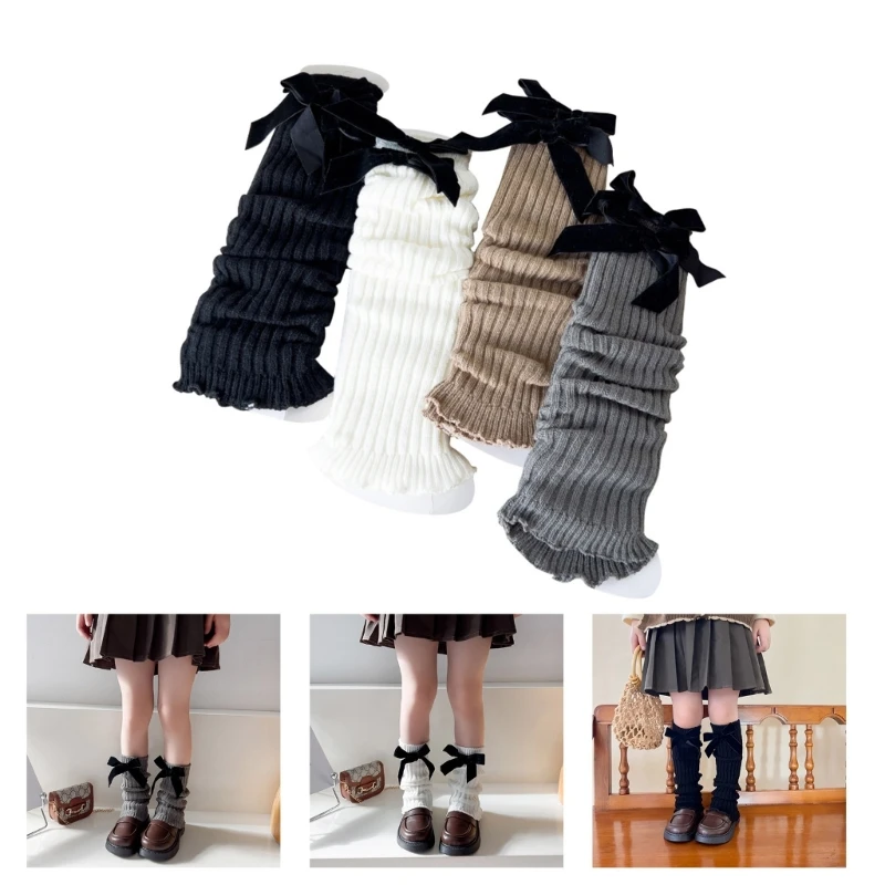 

F62D Kids Leg Warmers Japanese Knee High Socks Breathable Tights Warm Leggings