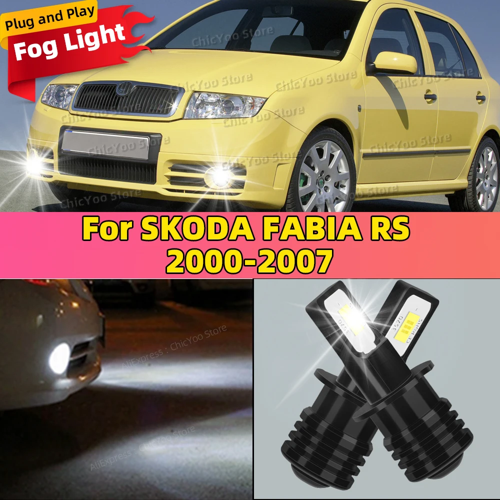 2PCS 20000LM Car LED Fog Light Bulb For SKODA FABIA RS 2000 2001 2002 2003 2004 2005 2006 2007 Replace 6000K Auto Fog Lamp