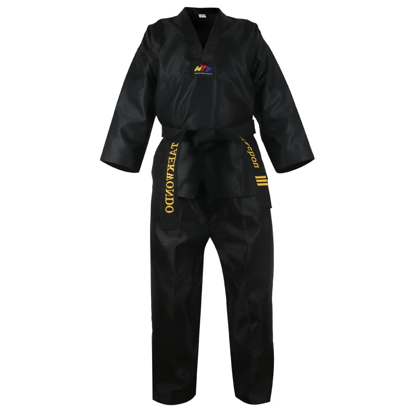 Black Taekwondo Uniform Dobok Adult Kids Male Female Taekwondo Dobok Cotton Suits Jodo Uniform Taekwondo Clothes Tae Kwon Do Set