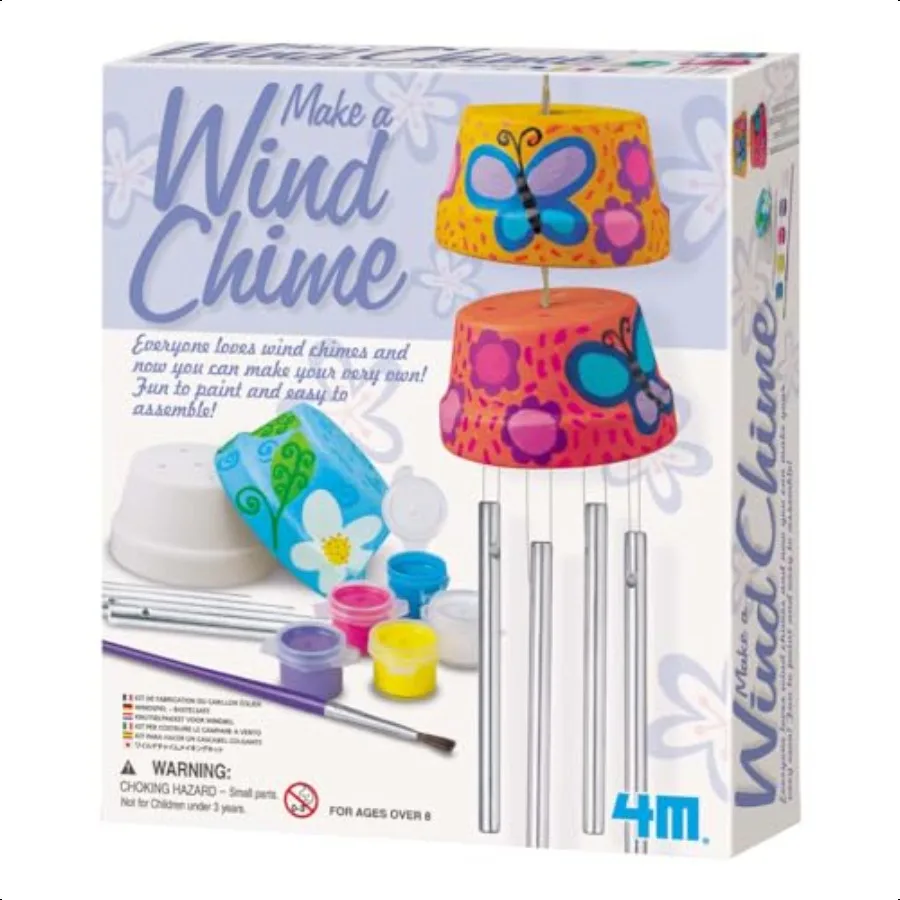 

4M Make A Wind Chime Kit Arts Crafts Construct Paint A Wind Powered Musical Chime DIY Gift for Boys Girls