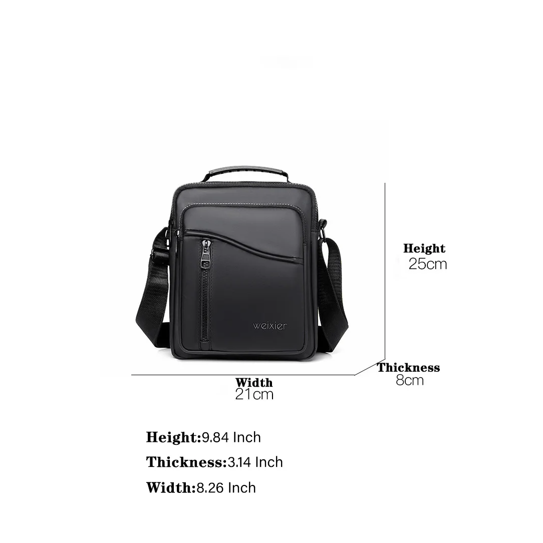 WEIXIER Men Business Trendy Crossbody Bag Casual Sports Cycling Bag Brand PU Leather Waterproof Shoulder Bags Briefcase Handbag