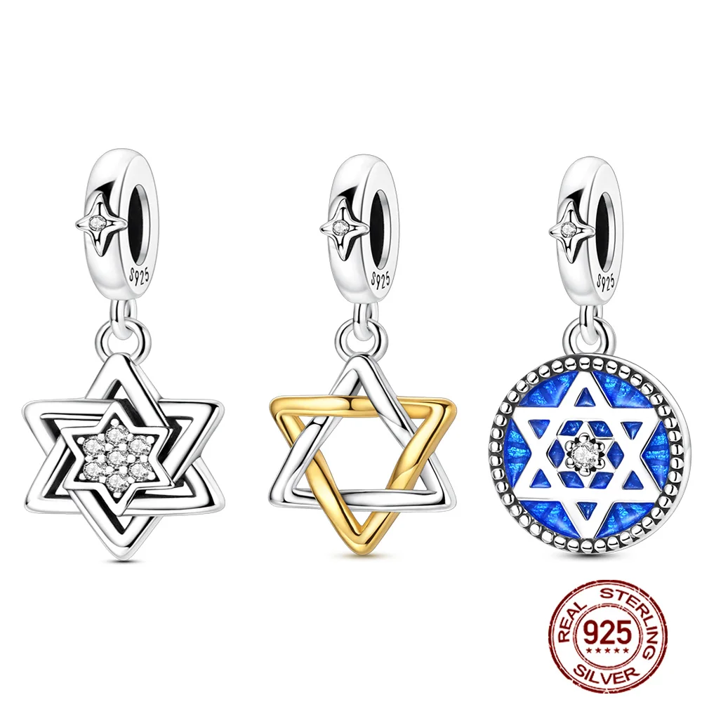 

New In Hexagram Series 925 Sterling Silver Heart Love Pendant Charms Jewelry Fit Original 925 Bracelet For Women DIY Gift