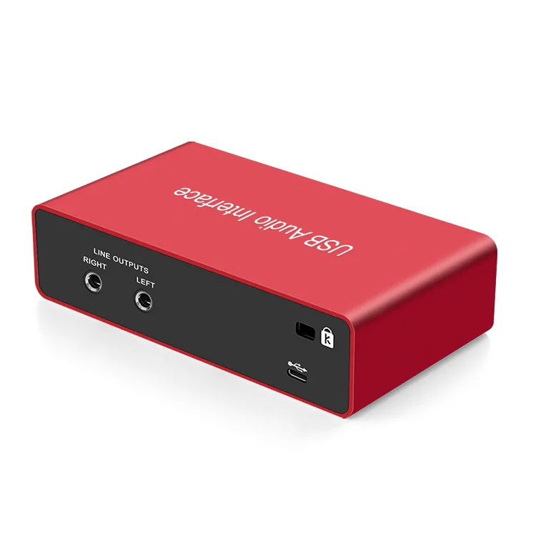 بطاقة صوت تسجيل احترافية 192 كيلو هرتز USB بطاقة صوت خارجية للكمبيوتر 2i2 خلاط ميكروفون