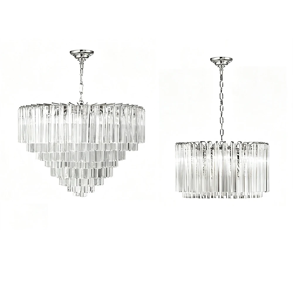 Upgrade Home Decor Stainless Steel Crystal Chandelier Lights, Suspension Lampa Dimmable Glass Chandeliers for Living Room