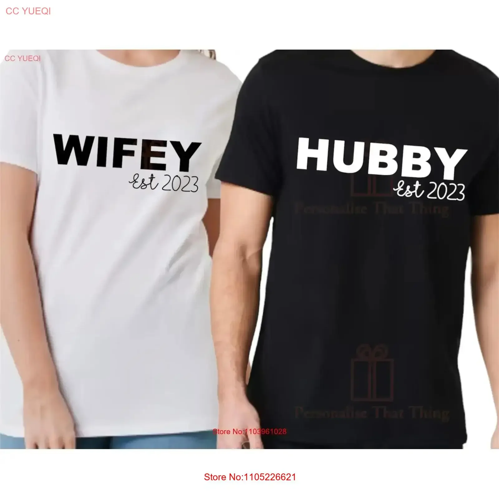 Hubby wifey est matching partner T Shirt vintage Washed Breathable Unisex fashion Slightly Casual Top For Everyday Wear