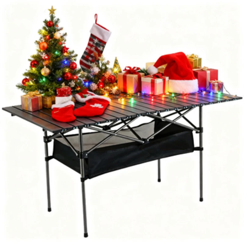 طاولة إعداد عيد الميلاد، مكتب محمول قابل للطي مع حقيبة سهلة الحمل، طاولة تزيين خفيفة الوزن للحفلات للاستخدام الداخلي والخارجي #1