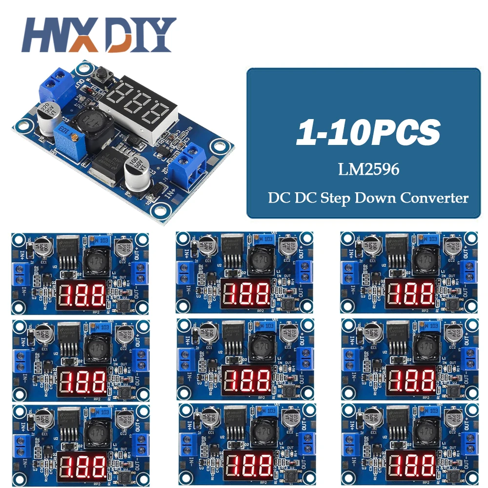 LM2596 DC DC Step Down Converter Voltage Regulator LED Display Voltmeter 4.0~40 to 1.3-37V Buck Adapter Adjustable Power Supply