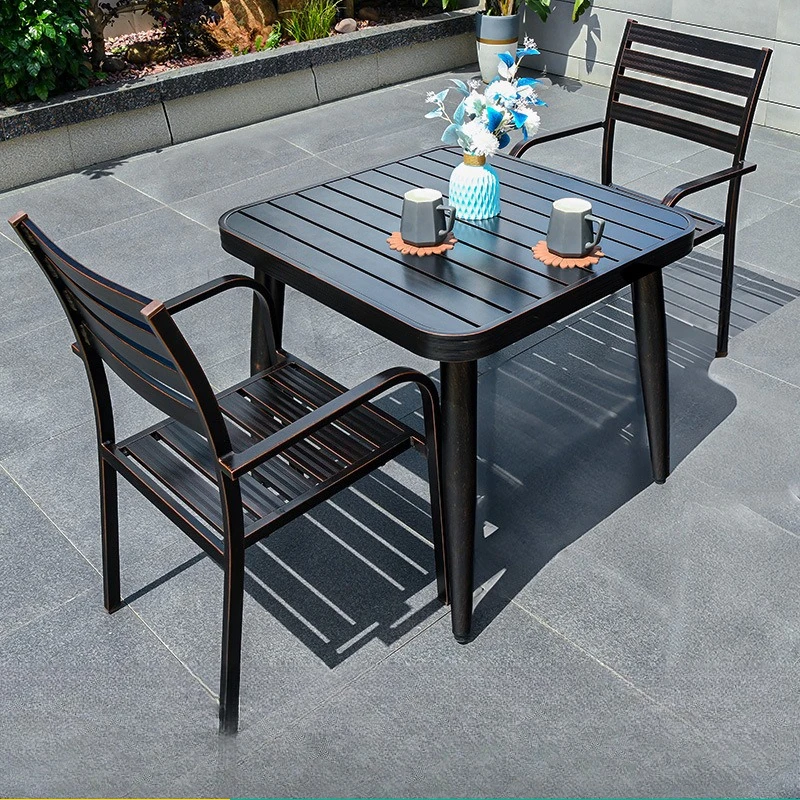 

Outdoor table and chair villa courtyard open-air balcony aluminum alloy casual tea table and chair outdoor