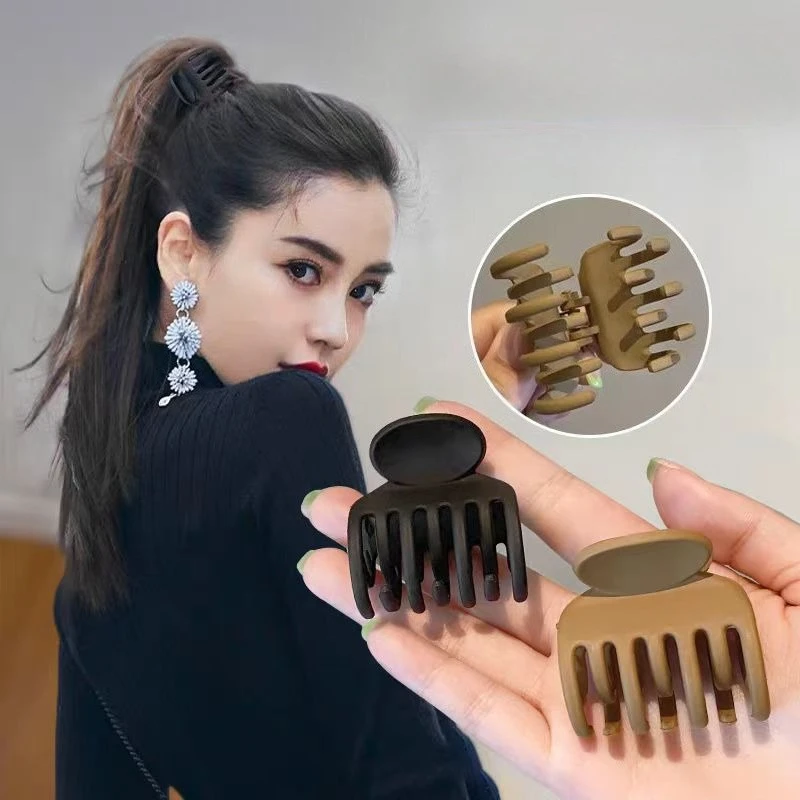 4 cm mittlere Haarklammer, rutschfest, Krabbenquadrat, zweireihig, Zähne, matte Krallenklammern für Frauen und Mädchen, starker Halter, Haar-Accessoires
