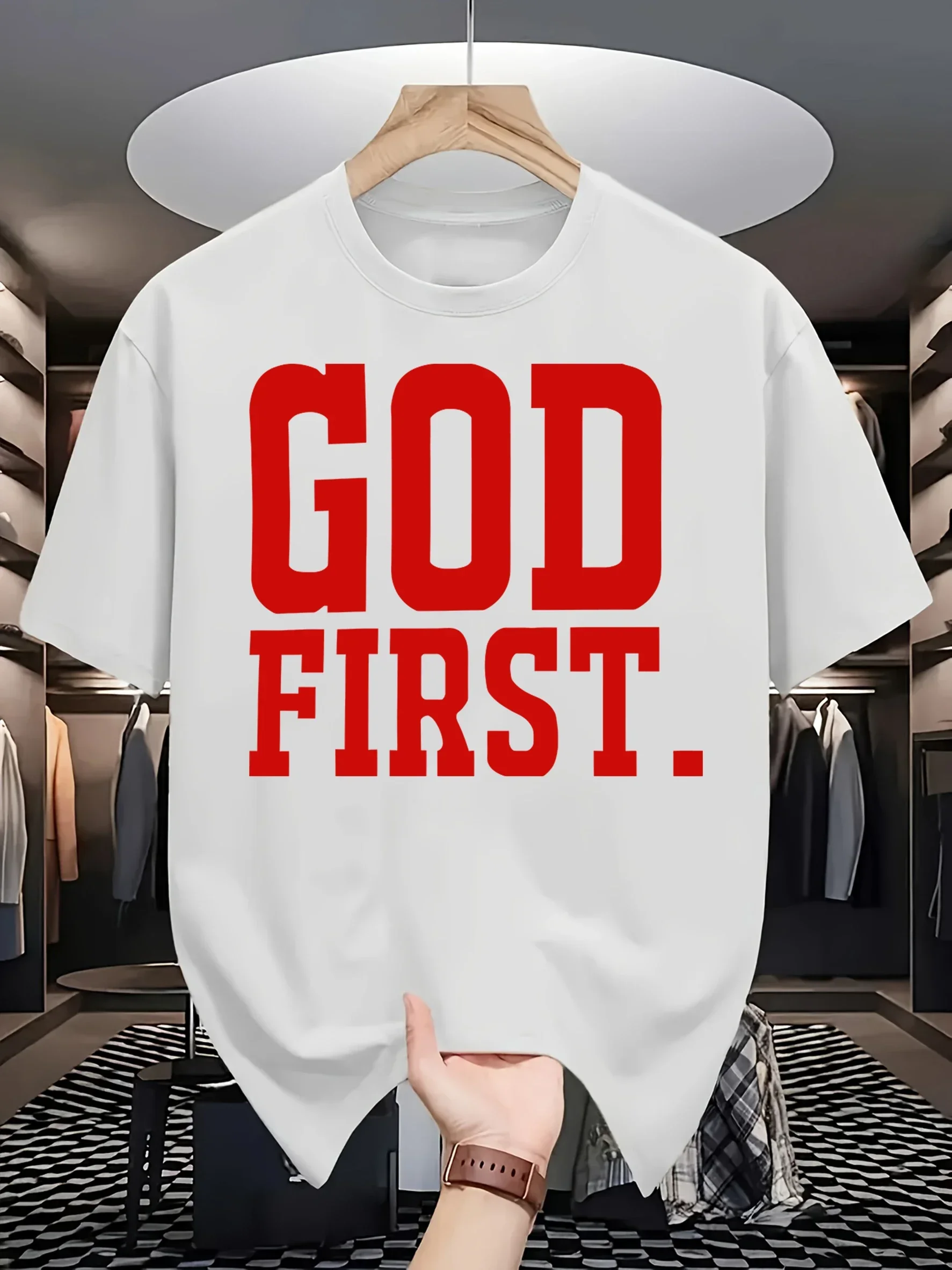 God First Design Mens T-Shirt All-Match Fashion Top Loose Cotton Vintage Clothing More Colour Unisex Summer O-Neck Short Sleeve