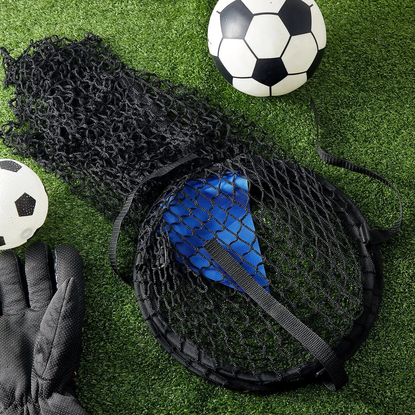 Mini red de entrenamiento de portería de fútbol plegable portátil y anillo de destino equipo de portero de tasa de golpe mejorado