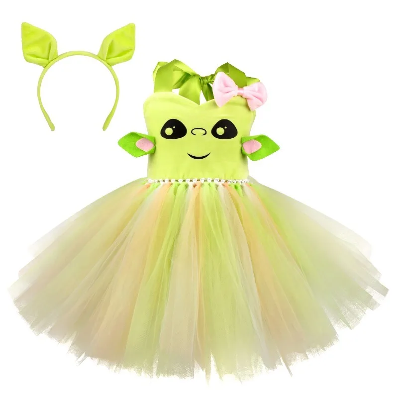 

Cute alien-style dress for girls,matched with the same headband accessory,kids' costume for Halloween parties and performances