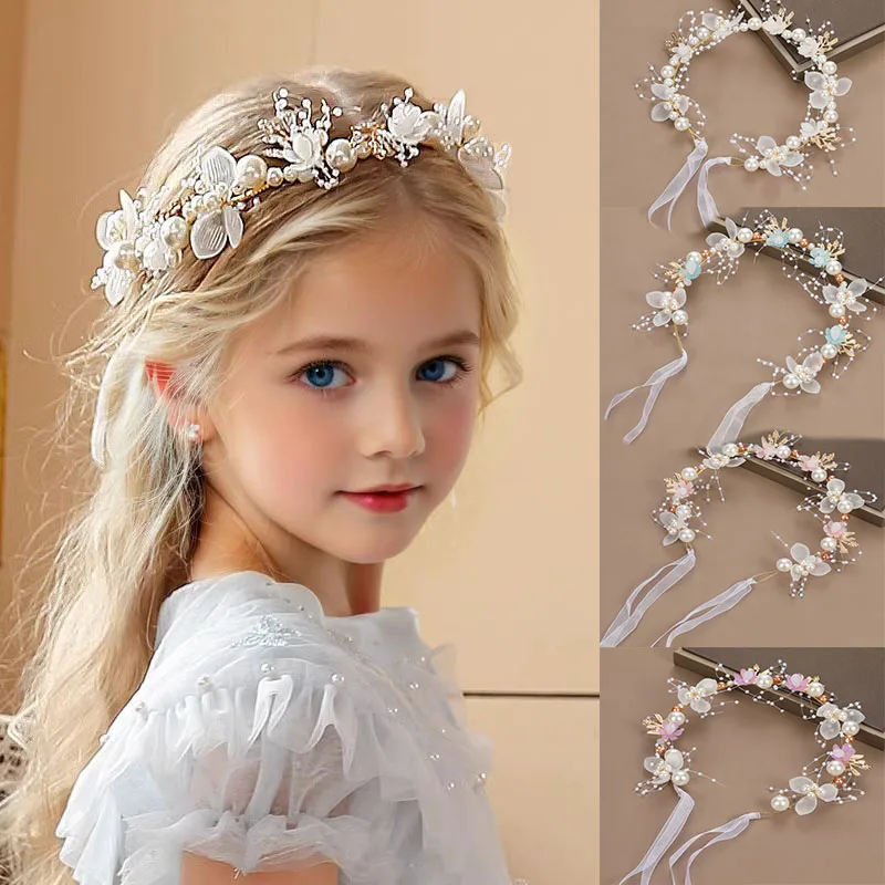 Wianek na głowę Flowercrown dziecięca korona kwiatowa na wianki do włosów dla dziewczynek Flowergirl nakrycie głowy korona kwiaty dziecko HH01