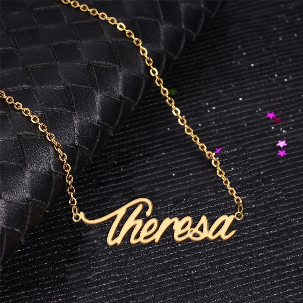 

Personalized Theresa Name Necklace for Women Nameplate Stainless Steel Gold Plated Pendant Birthday Anniversary Jewelry Gift