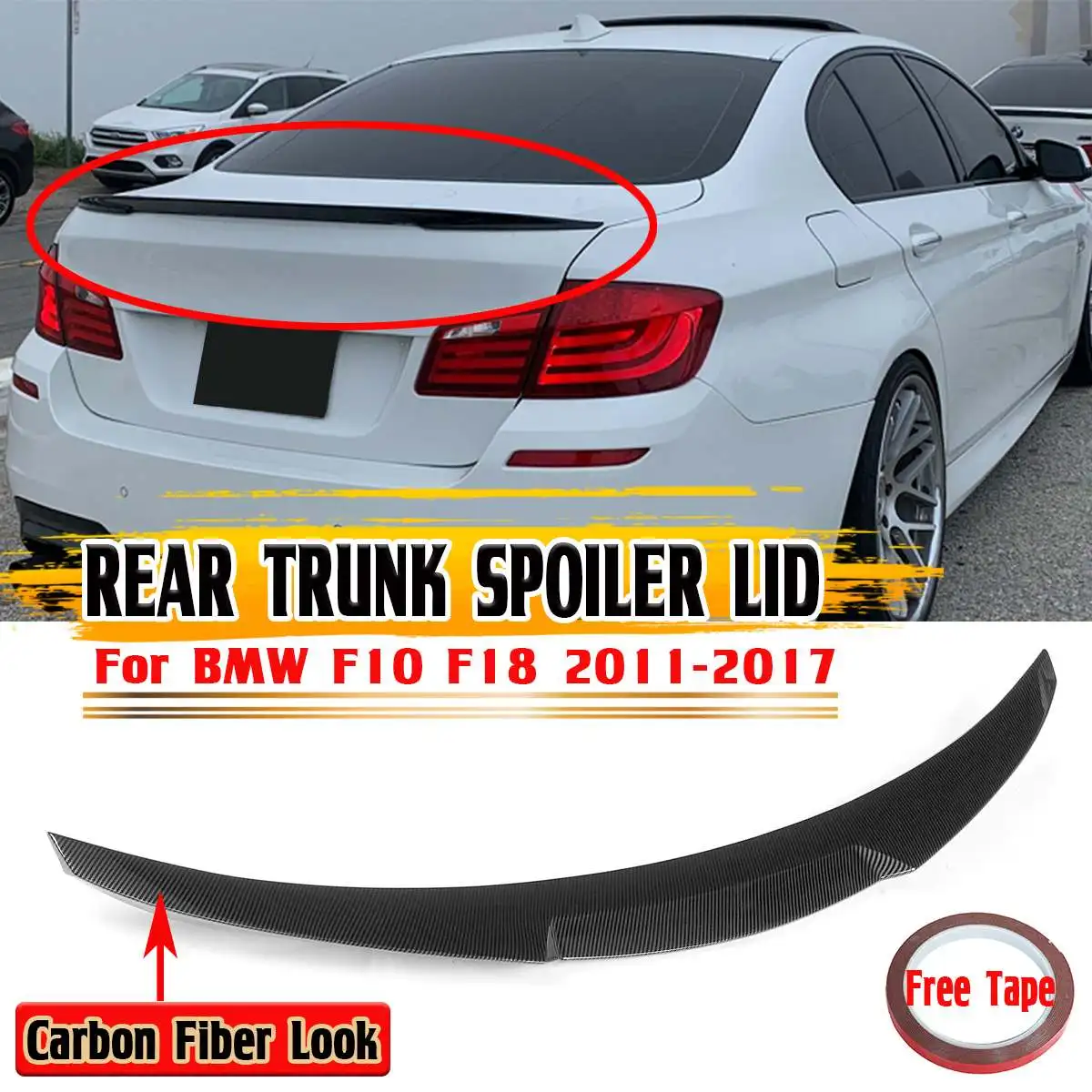 M4/PSM Style Car Rear Trunk Boot Lip Spoiler Wing Lid Extension For BMW F10 F18 2011-2017 Car Rear Wing Spoiler Protector ABS