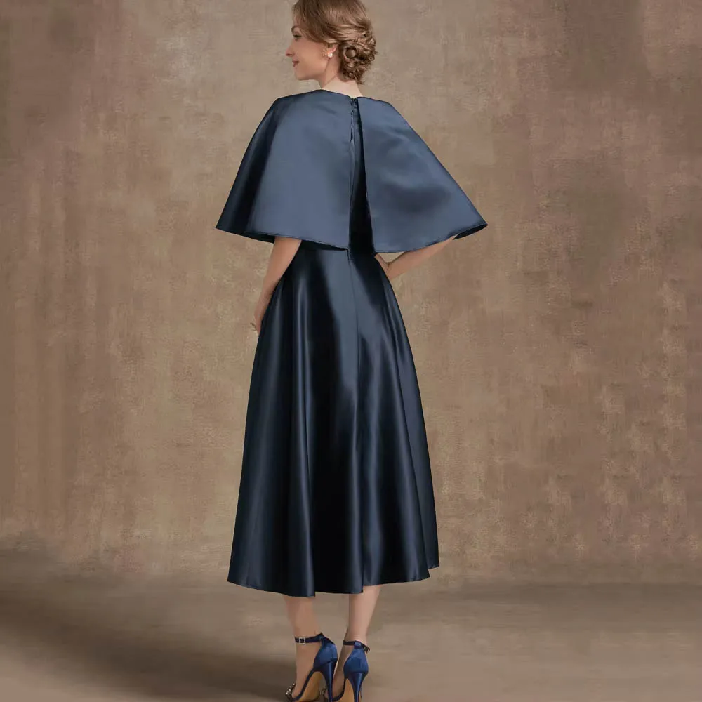 맞춤형 우아한 신부 어머니 드레스 A라인 O넥 웨딩 파티 가운 공식 행사 티길이 웨딩 파티 드레스