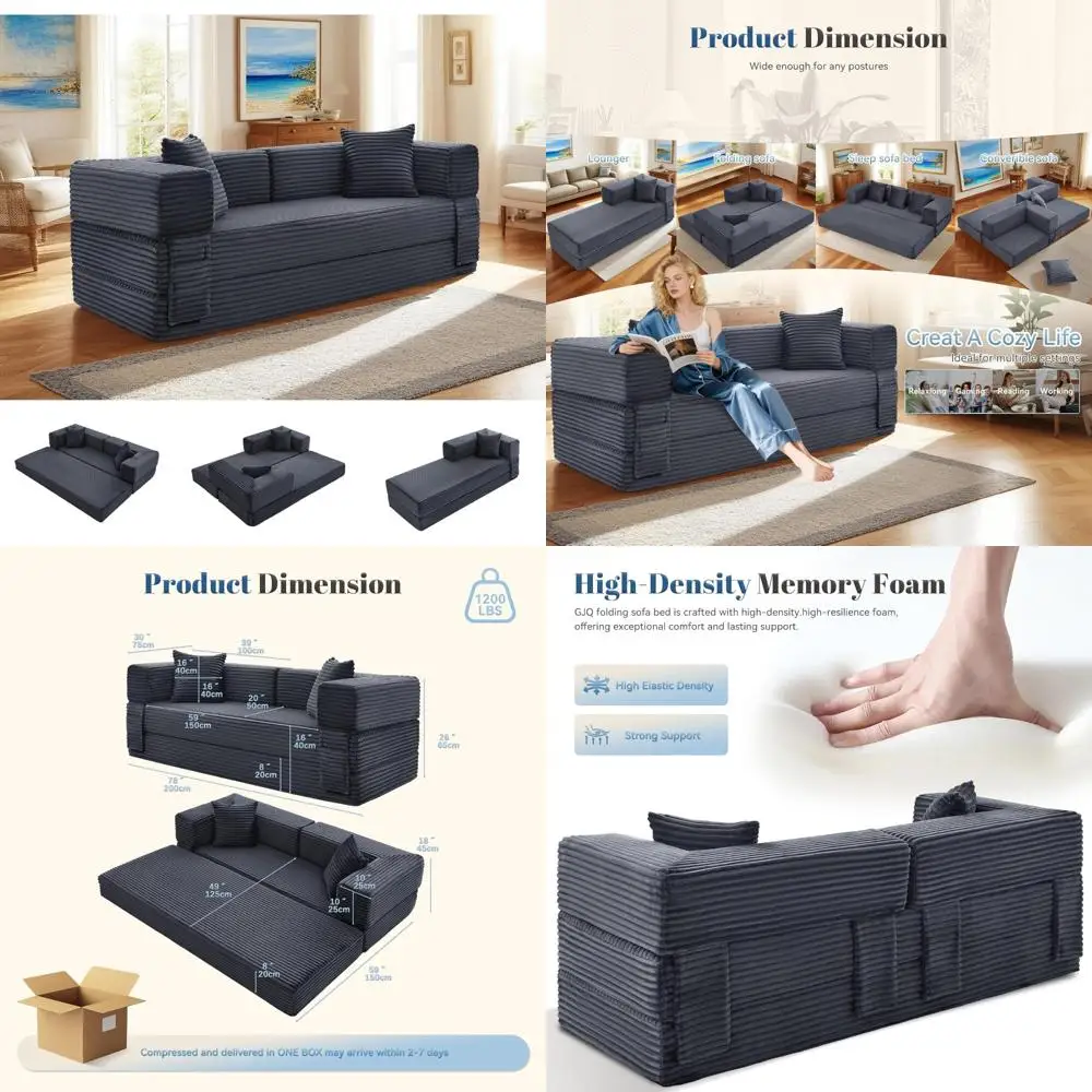 

Раскладной диван-кровать размера «queen-size» 5-в-1 со съемными подлокотниками, модульный диван-футон с выдвижной кроватью, универсальный