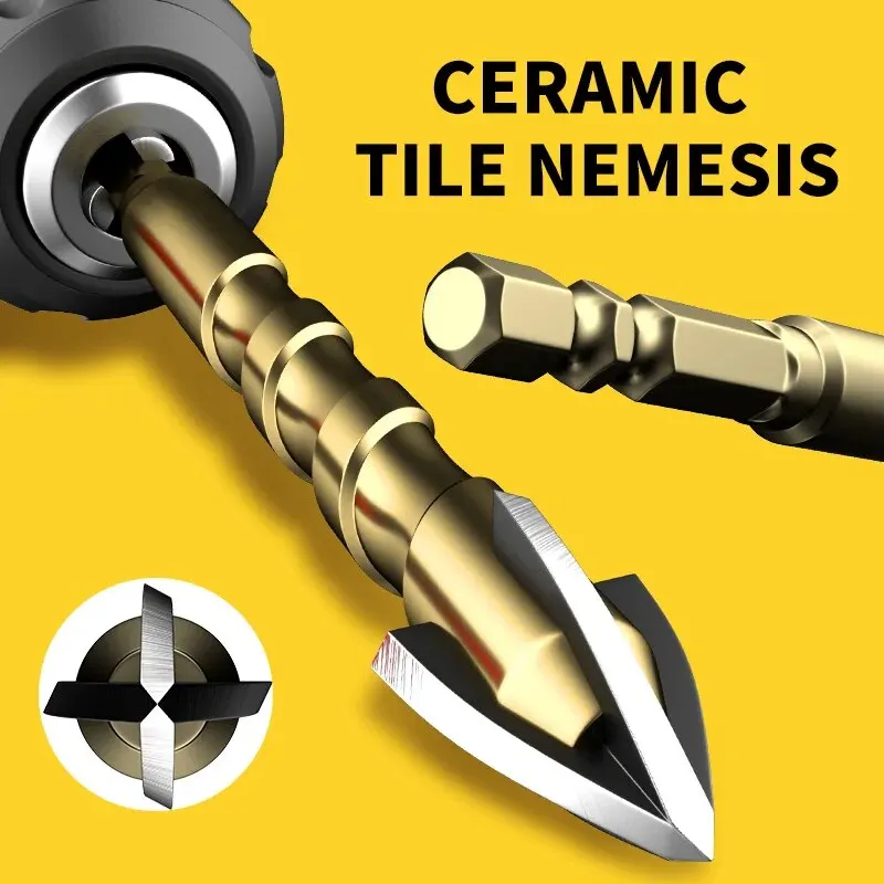 

5pcs/7pcs 3-12mm Cross Hex Tile Drill Bit For Glass Concrete Ceramic Tile Hole Opener, Tungsten Carbide Hard Alloy Bits Set 2030