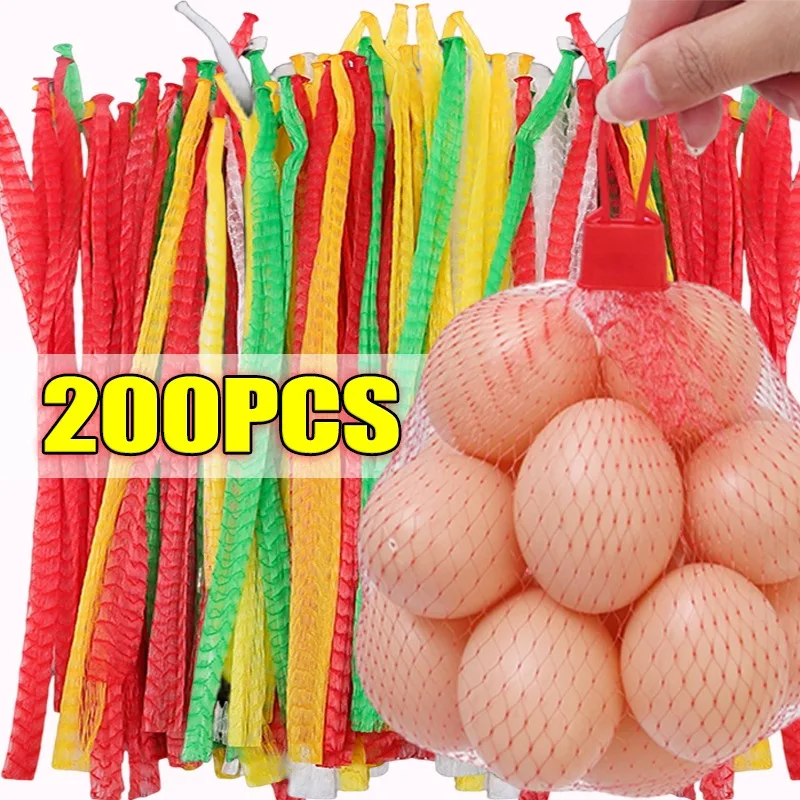 Bolsa de malla transpirable de colores, bolsa de embalaje de malla para alimentos con hebillas, bolsas de malla reutilizables para frutas y verduras, bolsa de almacenamiento de red de nailon