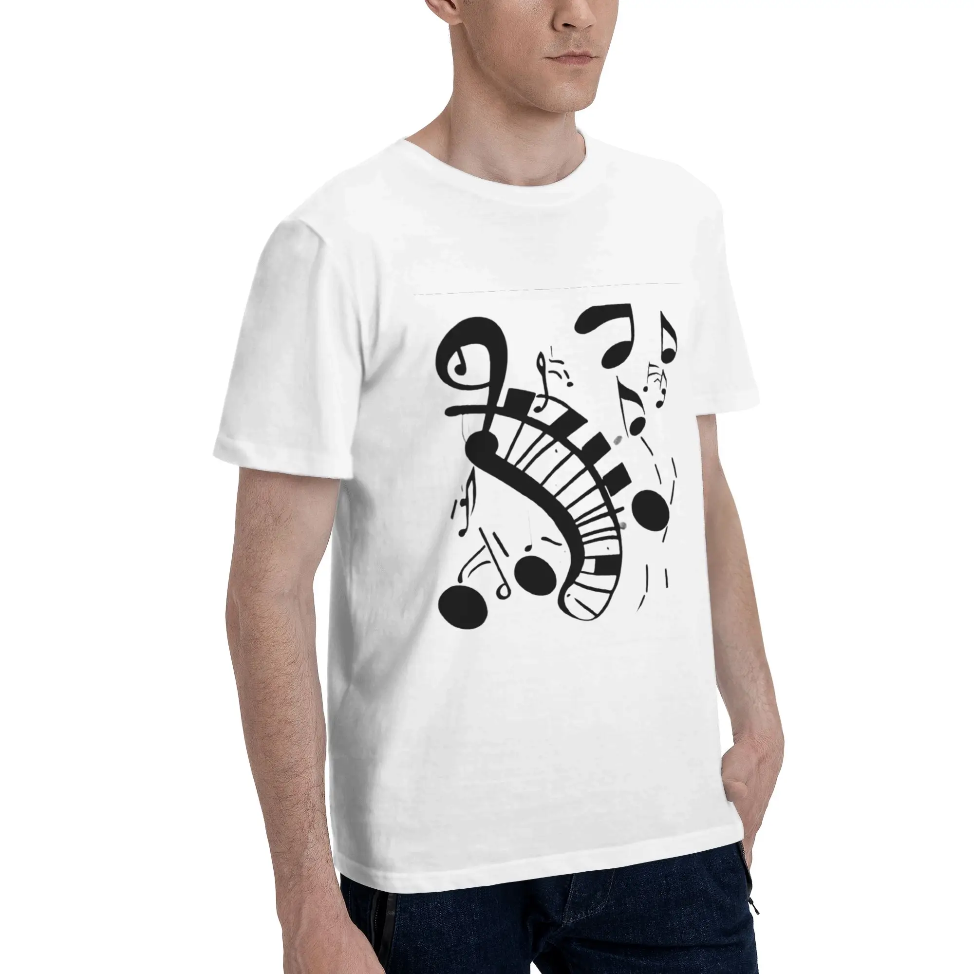 

Abstract Piano Keys With Musical Notes Men T-Shirt Plus Size T Shirts Men's O-Neck Cotton Tees Short Summer Male