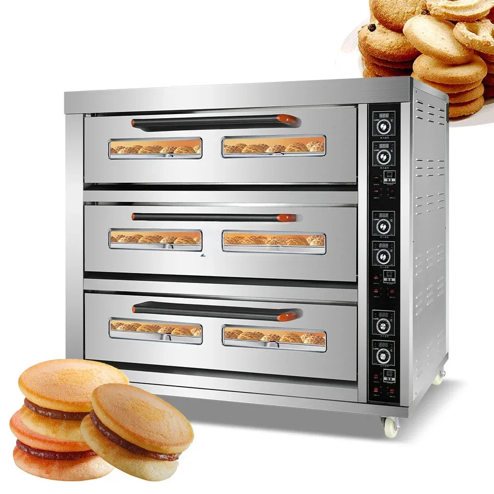 

Industrial Bakery Electric Rofco Bread Oven multi-function Breakfast Baking Oven Machine Commercial 3 Decks 9 Trays Efficiency H