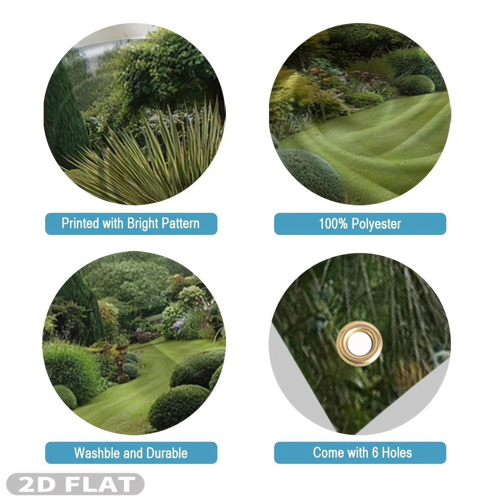 2D FLAT 1pc Garage Door Banner, Lush Garden Oasis Design for Garage Doors, Vibrant & Long-Lasting, Easy to Hang, Polyester