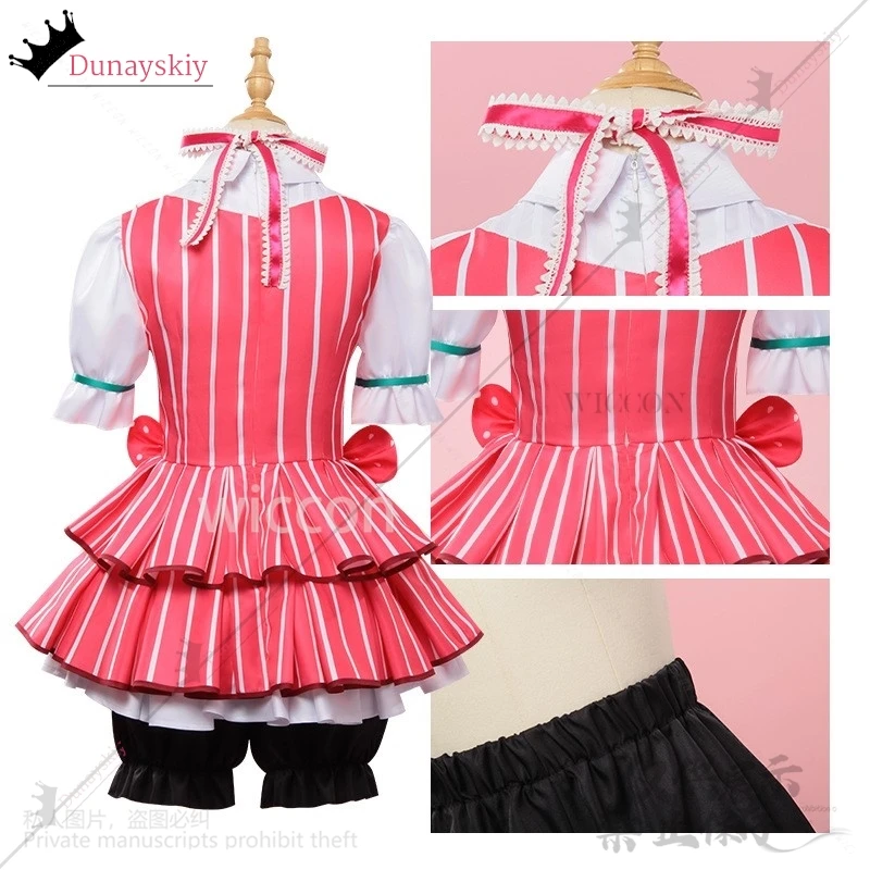 نينا إيسيري تأثيري أنيمي الفتيات الفرقة صرخة زي الوردي لوليتا تنورة فستان الأميرة شعر مستعار امرأة مثير Kawaii كرنفال البدلة مخصصة