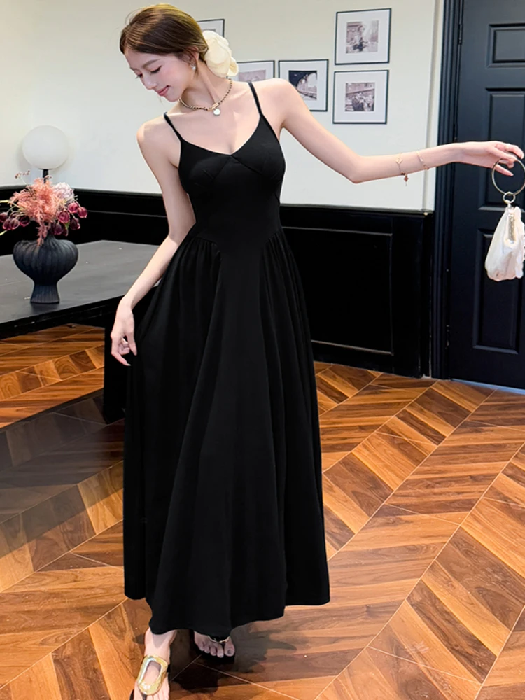 Boho Sling Slim Party Dress 2025 New Summer Women Sexy Cross Lace Up Backless Female Casual Beach Holidays Long Dress Robe