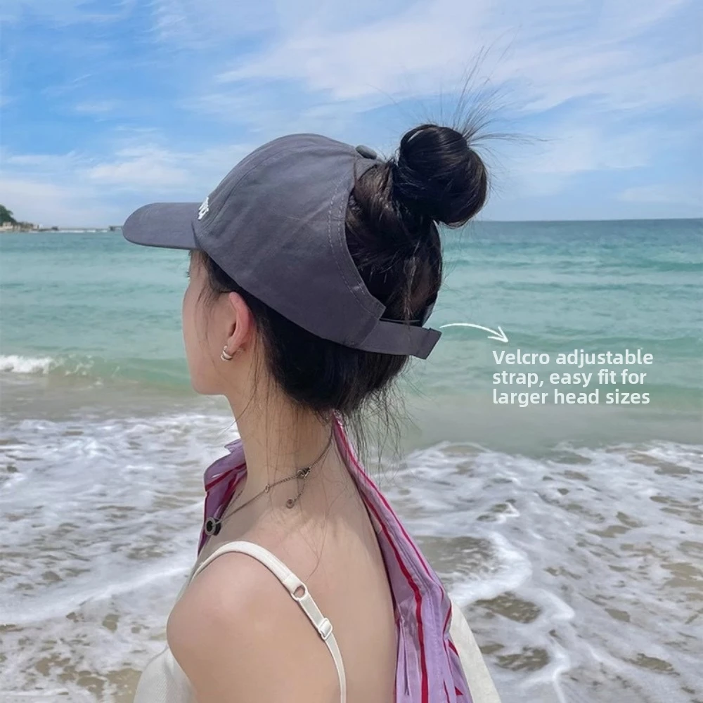 New with Open Top Summer Women's Ponytail Hat Casual Versatile Back Opening Design Hat Letter Embroidery Outdoor Sunshade Cap
