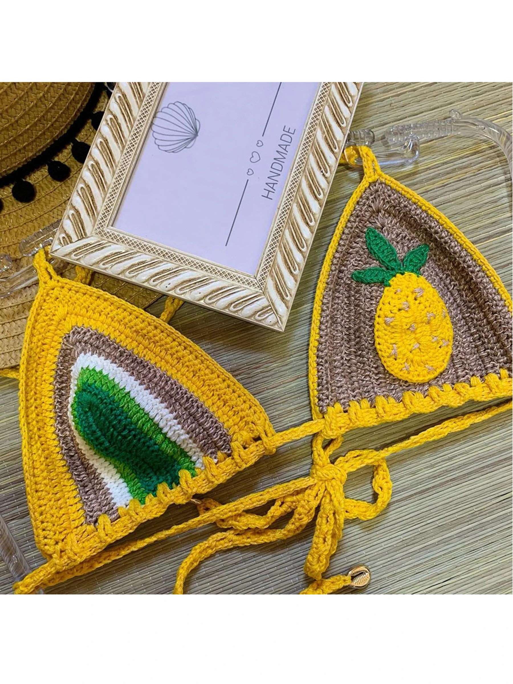 2024 Crochet Handmade Bikini Sets Sexy String Brazil Bathing Suit Swimsuit Swimwear Boho Beachwear For Women Vacation Outfit