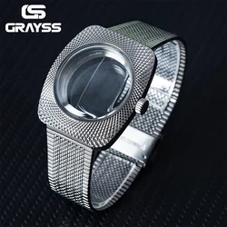 NEW Double Domed Glass Pattern Carving Watch Case Accessories 36.5MM * 41MM Case For Seiko NH35 NH36 NH70 Movement Watch Case