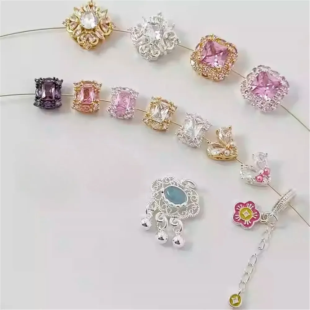 

18K Gold-plated, Zircon Heart-shaped Square Pendant, Diy Bracelet, Necklace, Earrings and Accessories