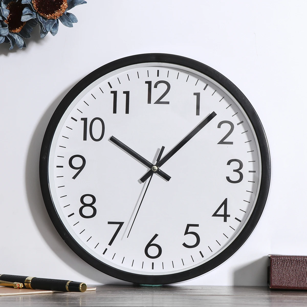 

10 -inch Hanging Silent Wall Clock Minimalist Time Non Ticking Travel Black Home Decor