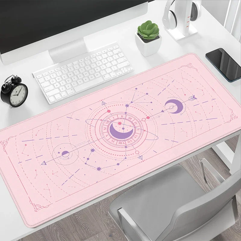 

Pink Desk Mat Tarot Card Mousepad Gaming Keyboard Pads Mystery Constellations Mouse Accessories Cute Laptop Computer Mouse Pad