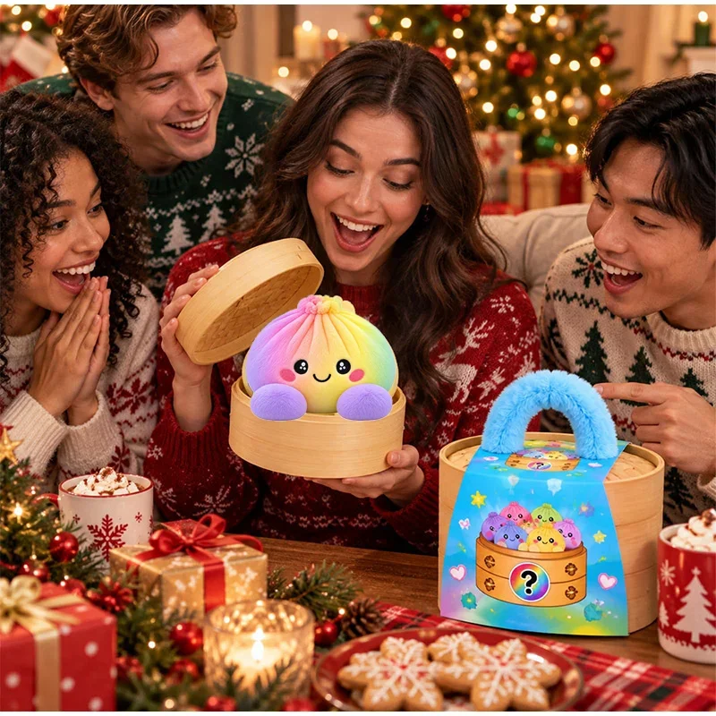 Mystery Rainbow Plush Dumpling Squishy With Steamer Basket, New Cute &  Stuffed Plushies Fidget Toys, Creative Christmas Gifts