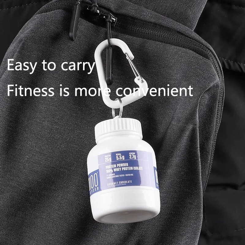 Portable Protein Powder Bottle Medicine Powder Bottle Carabiner Bucket Powder Box Mini Portable Keychain One Cup