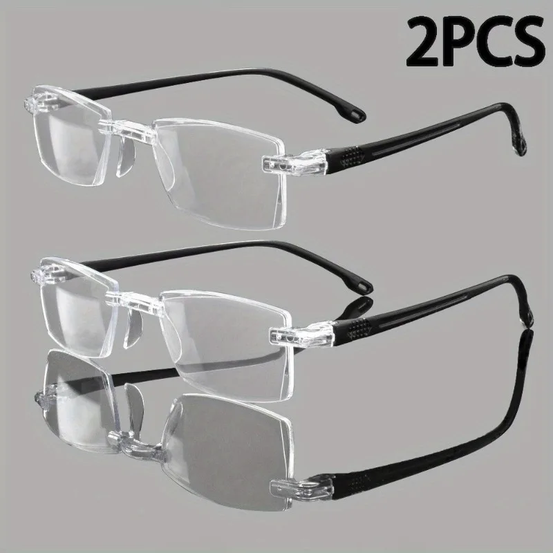 

2PCS Anti Blue Light Frameless Cut Edge Reading Glasses for Both Men and Women