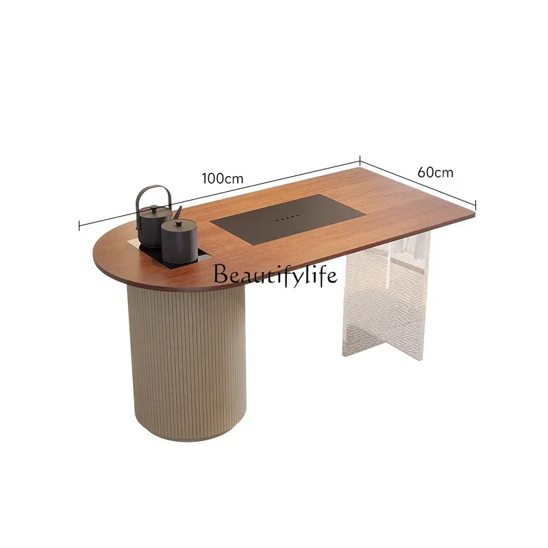 

LXSolid wood balcony tea table and chair combination household modern simple high-end log small tea tablesss
