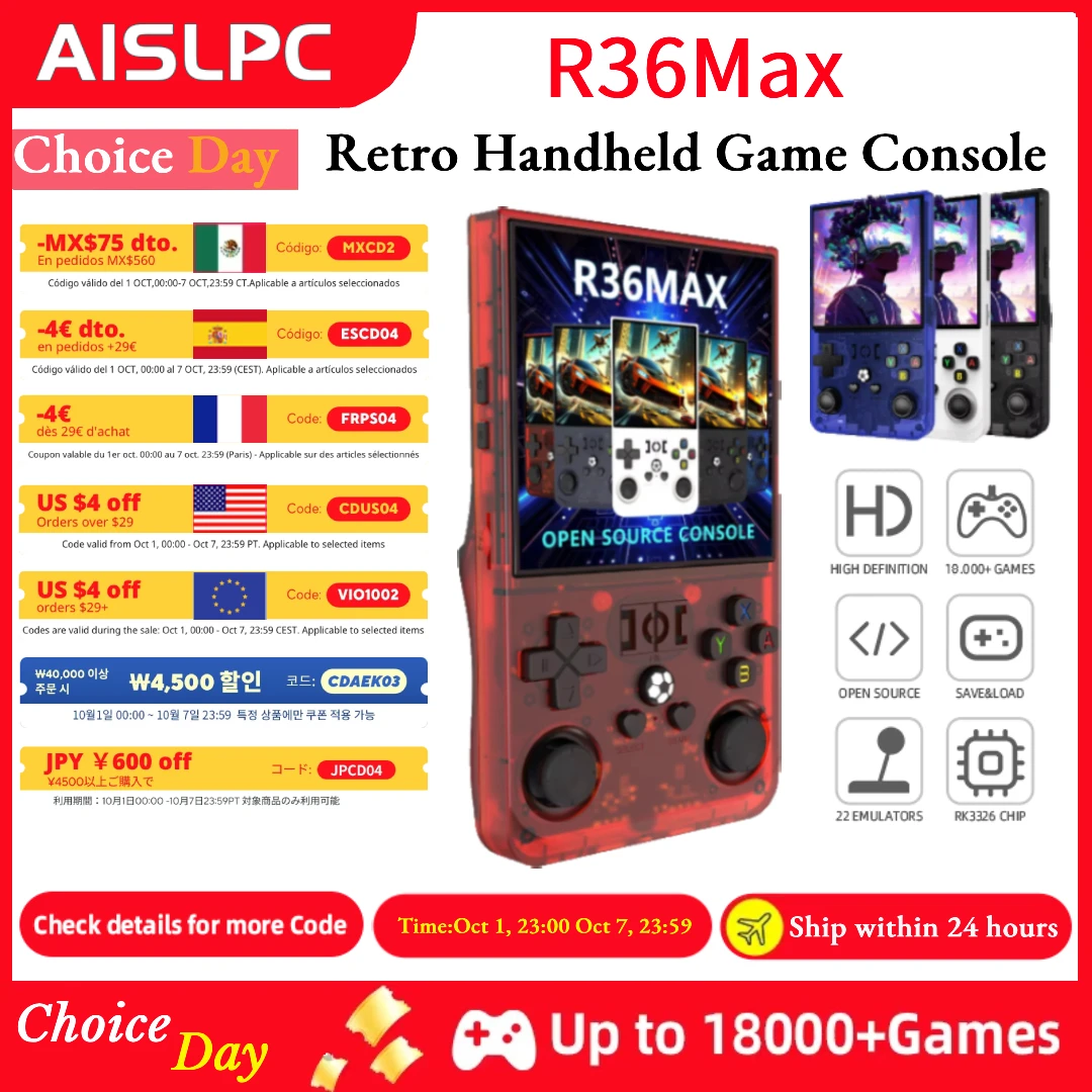 R36MAX Handheld Game Console-apparaten Open Source Retro gaming Linux-systeem 4,0 inch draagbare videogamespeler Console-emulators