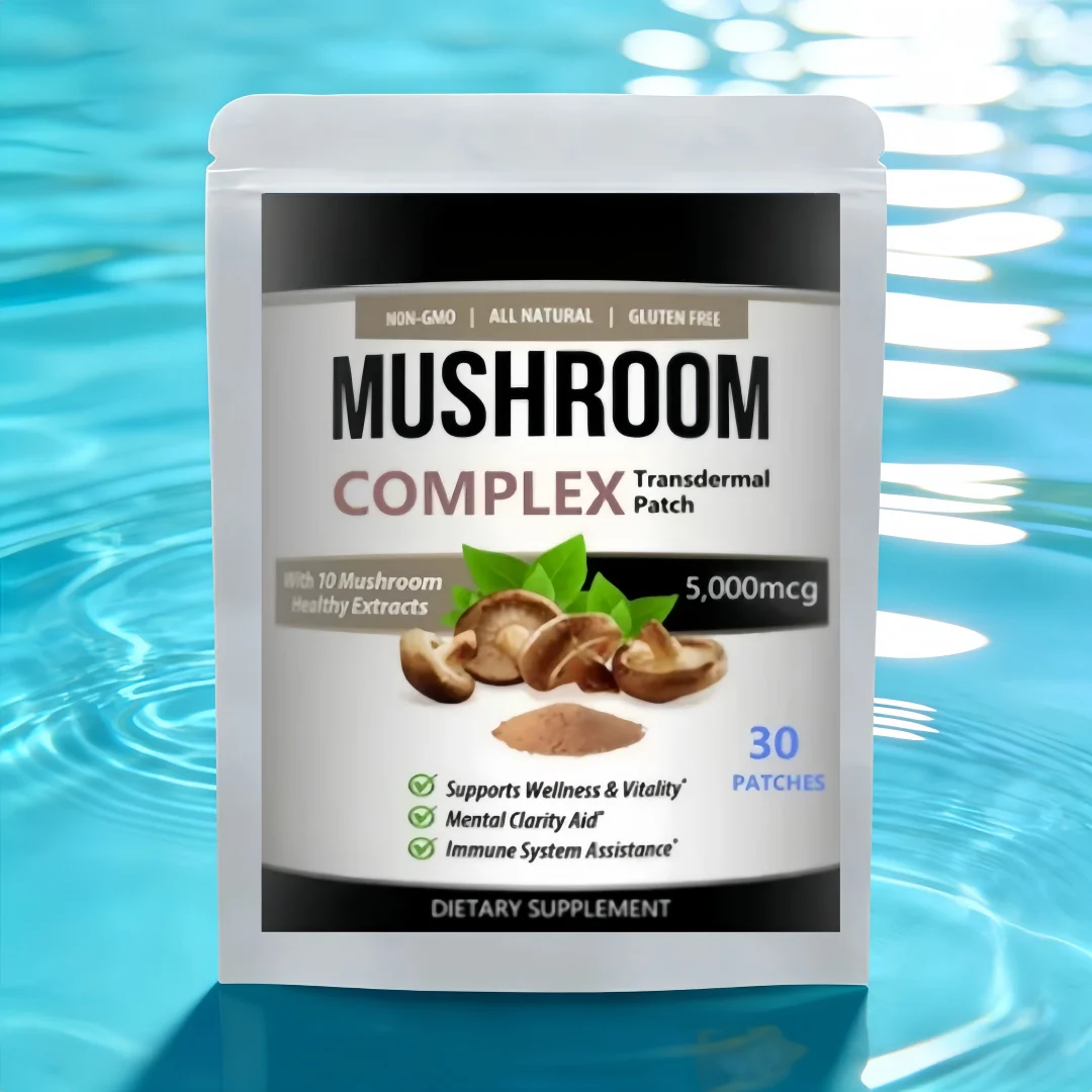 Suplemento de Complejo de Hongos 10x, Melena de León, Reishi, Shiitake, Parche Inmunitario - 30 Parches Transdérmicos, Suministro para 1 Mes
