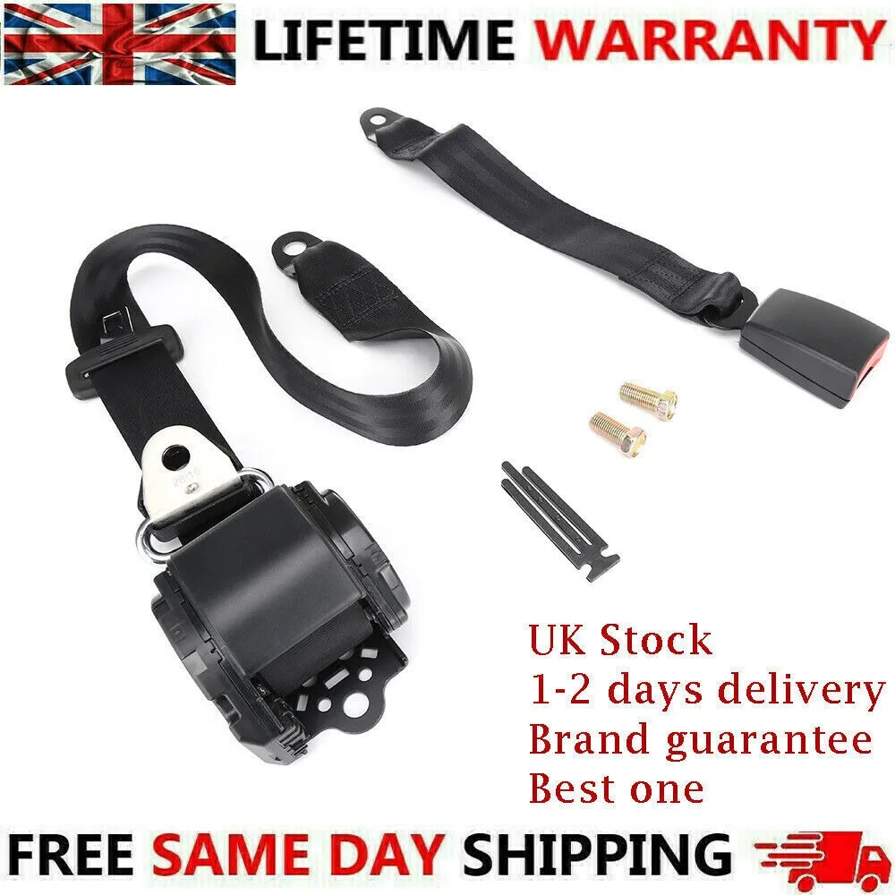 3 Point Shoulder Seat Belt Front For Ford Universal Retractable Adjustable UK