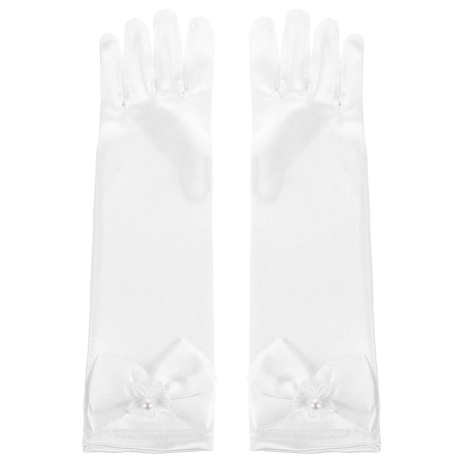 

Children Dress Toddler Kids Lace White Flower Girl Bridal Girls Dress Satin Gloves Warm Cozy Soft Practical