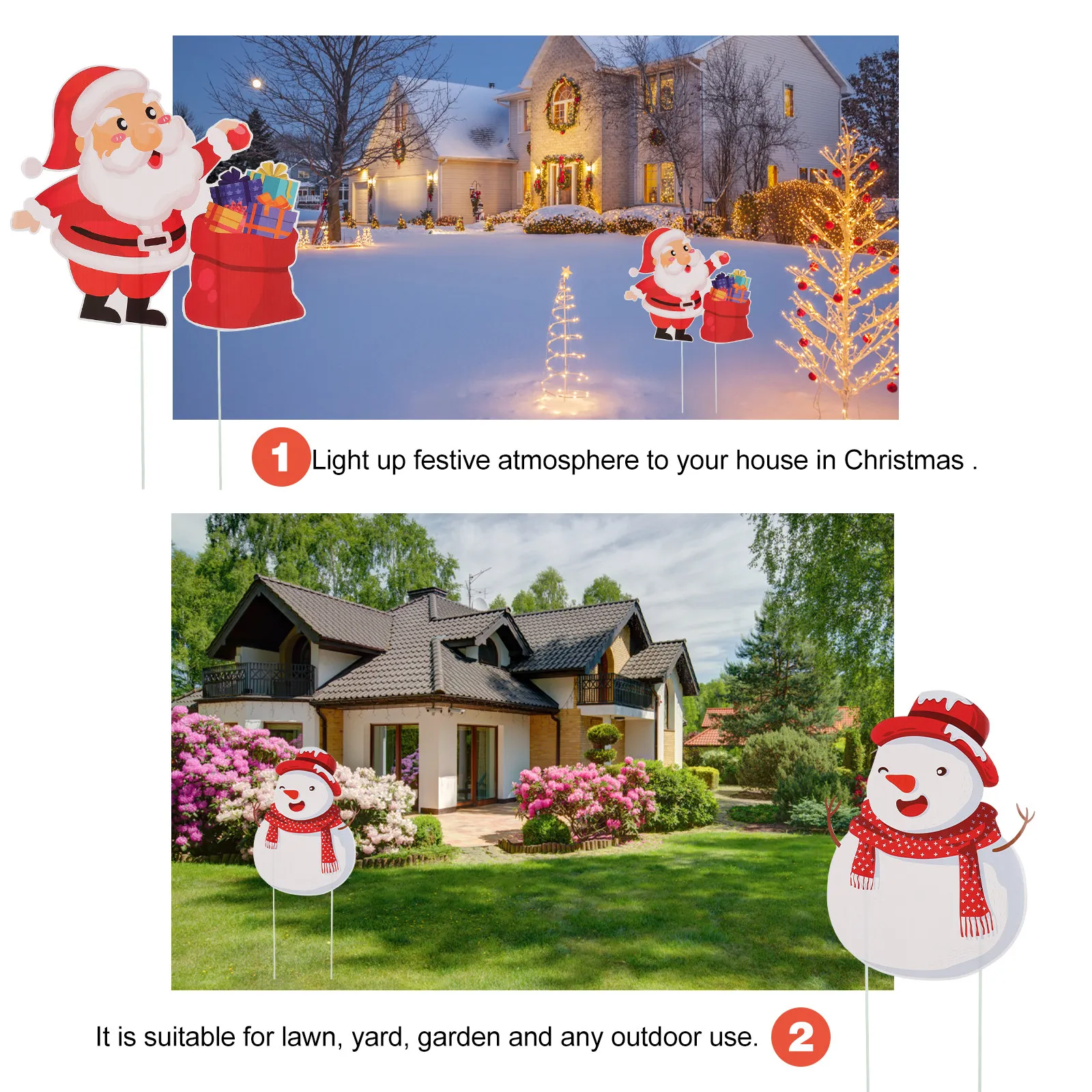 

Набор из 3 декоративных уличных табличек для двора с рождественской тематикой, садовые колышки для праздничного оформления, новогодние украшения