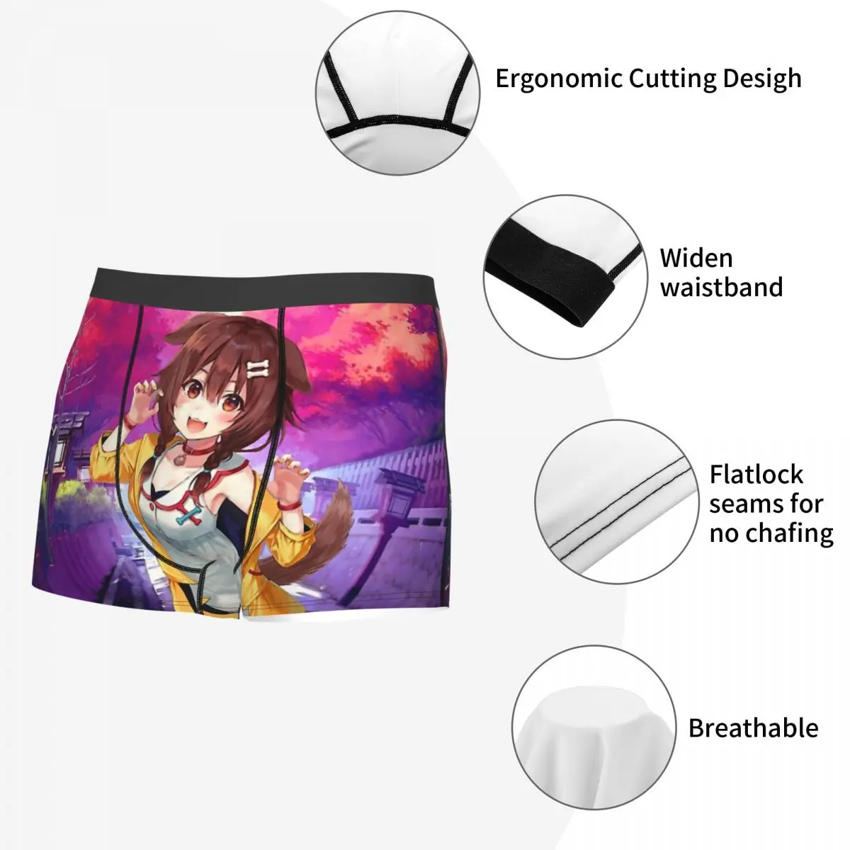 Hololive Vtuber Inugami Korone Underpants Cotton Panties Man Underwear Print Shorts Boxer Briefs