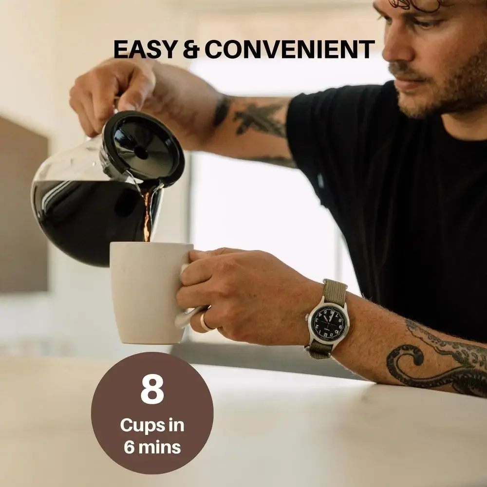 8 Cup Automatic Pour Over Coffee Maker Durable Stainless Steel Easy Clean Hot Plate Brew Timer Hassle Free Coffee Machine