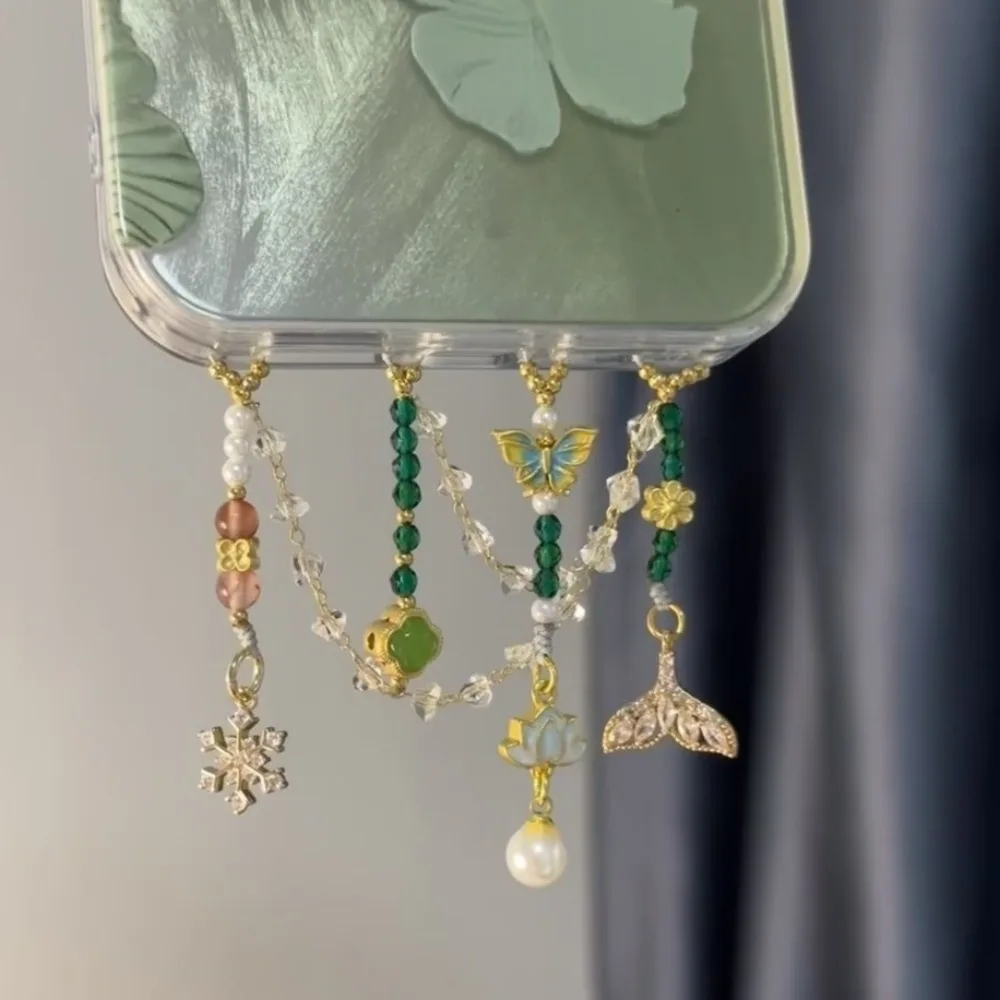 

Ремни для мобильных телефонов в китайском стиле, винтажные бусины-бабочки, цепочка для телефона из бисера, универсальный ремешок с защитой от потери, подвесной веревочный ремешок