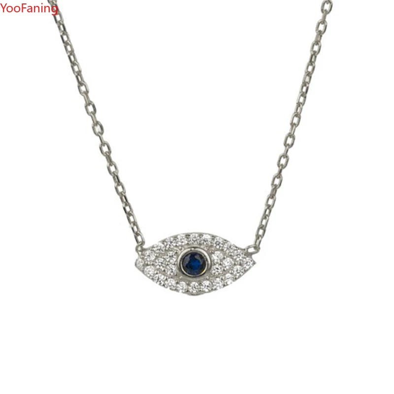 YooFaning 925 Sterling Silver Gold Chain Crystal Zirconia Evil Eye Necklace Diamond Anniversary Gift Wedding Girl Huggie Jewelry - Image 4